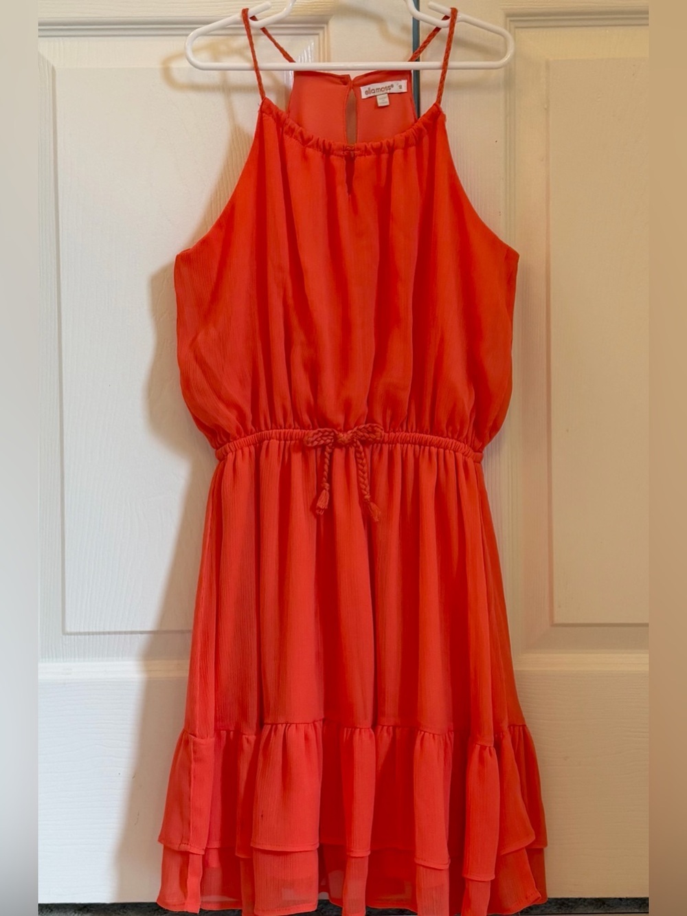 EUC Ella Moss Girls Coral-Orange Sleeveless Dress size 12